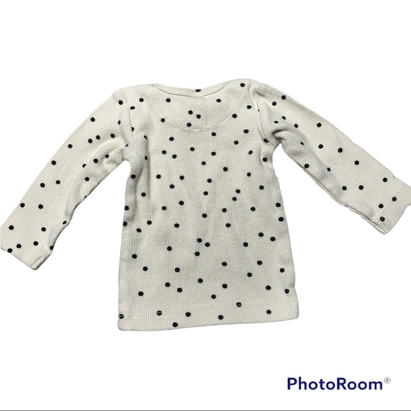 quincy mae Other - white with black polka dots ribbed long sleeve top organic cotton